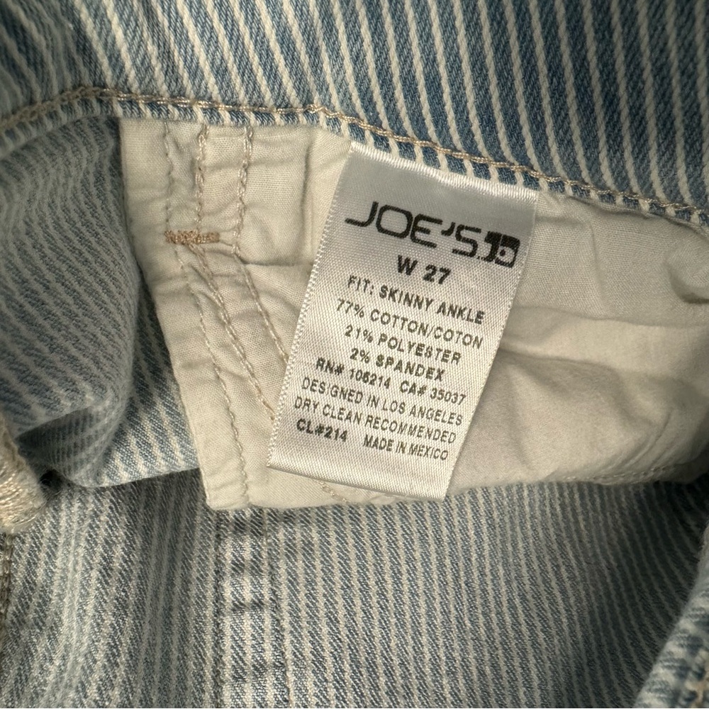 Joe's Jeans Blue Striped Skinny Ankle Jeans 27 - Picture 6 of 6